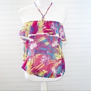 Multi colored halter blouse XL